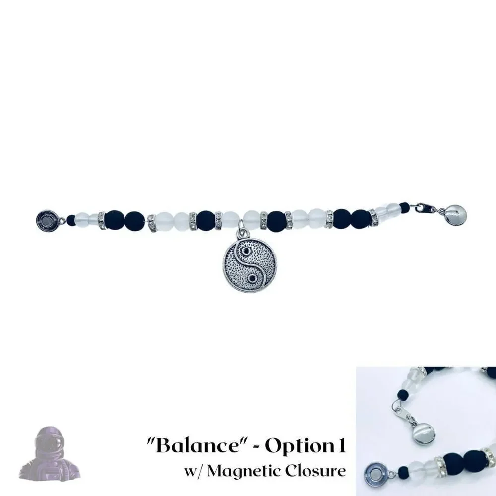 Yin Yang Bracelet Black White Glass Beads Handmade
